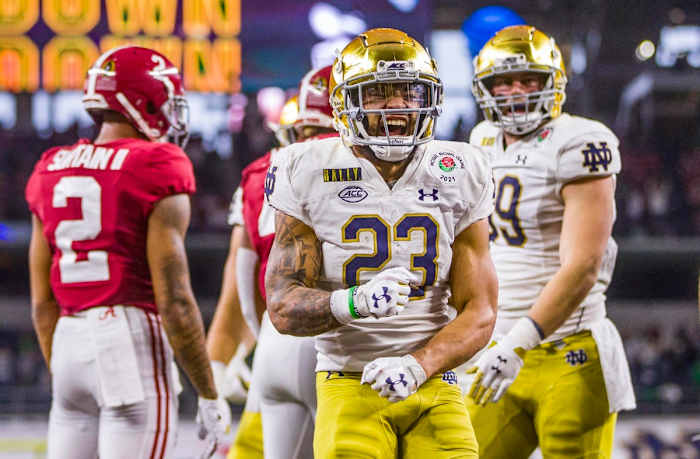 Notre Dame RB Kyren Williams celebrates